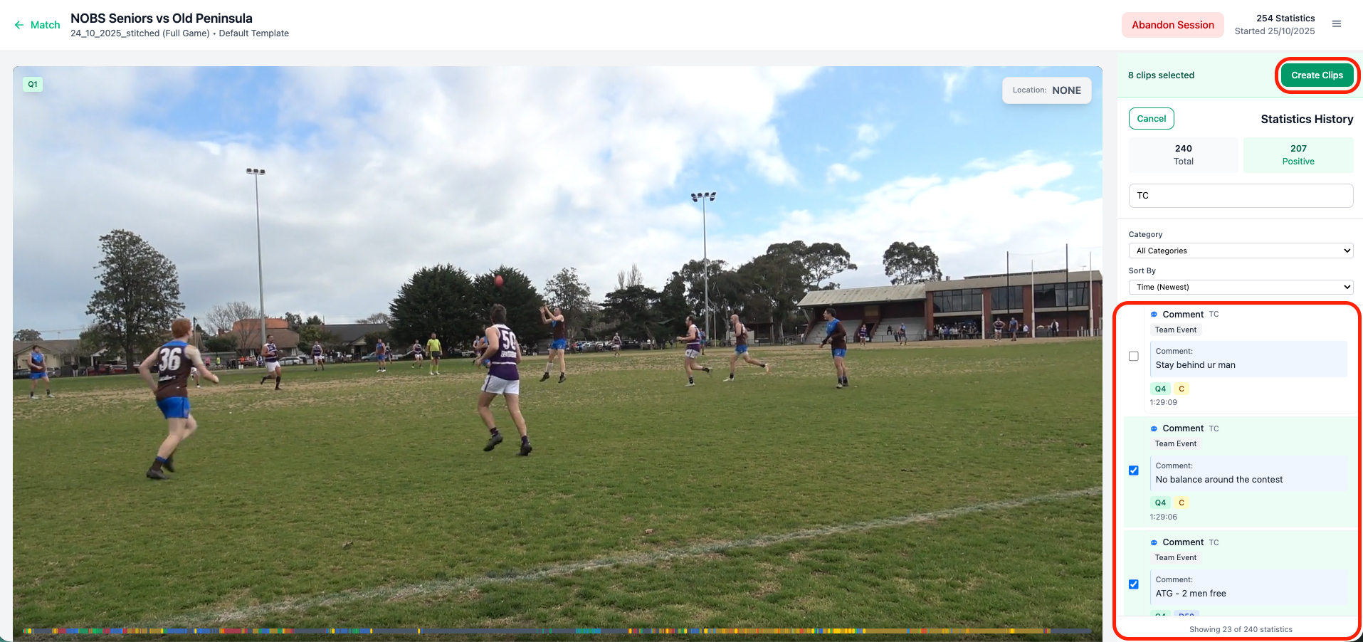 Select Clips and Create